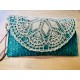 Borsa in rafia verde con pizzo