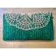 Borsa in rafia verde con pizzo