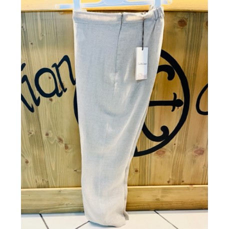 Pantalone sigaretta bianco, blu e beige in lino di Cento lino